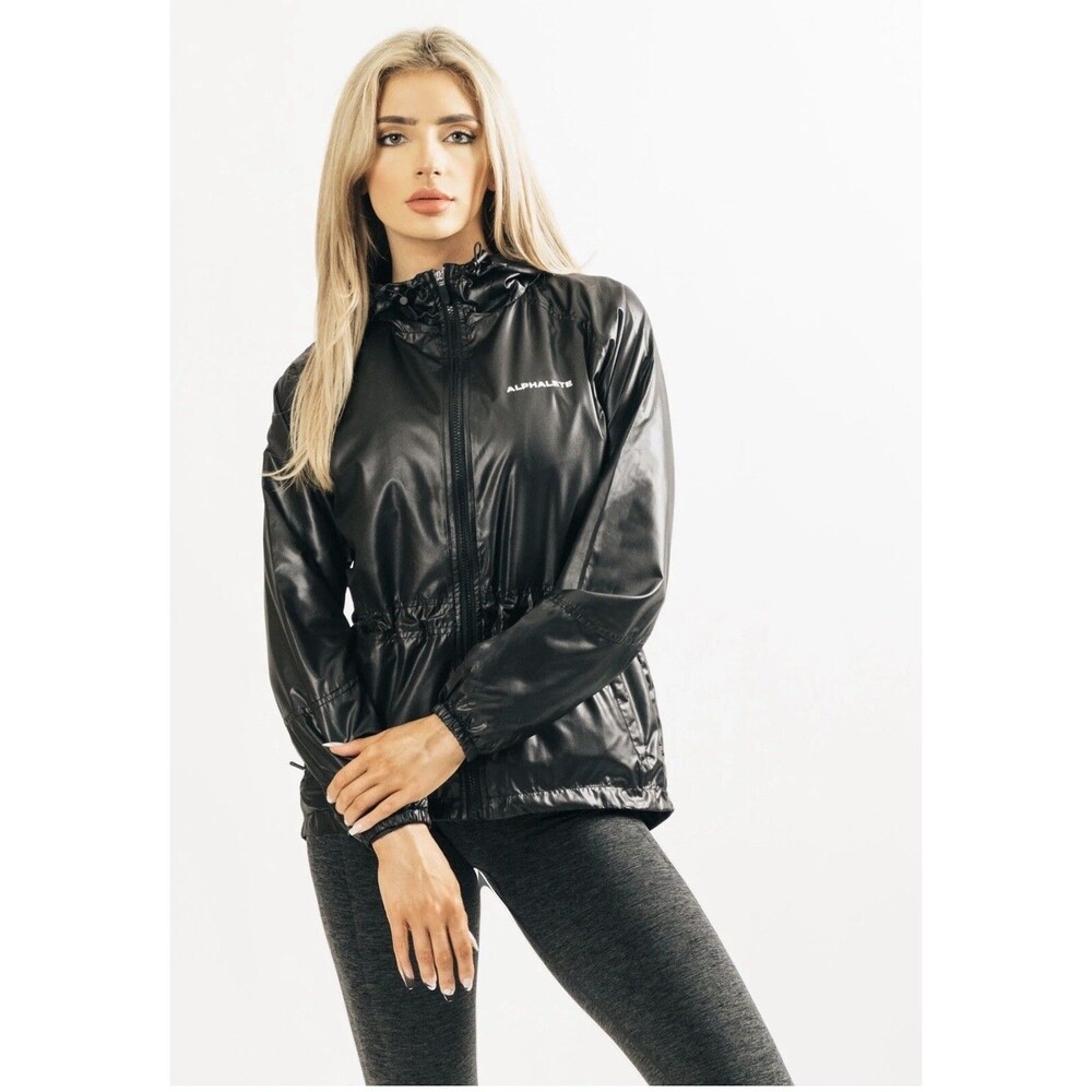 ALPHALETE Women’s Infinity Explorer Jacket-Black Rain Windbreaker Jacket Hooded